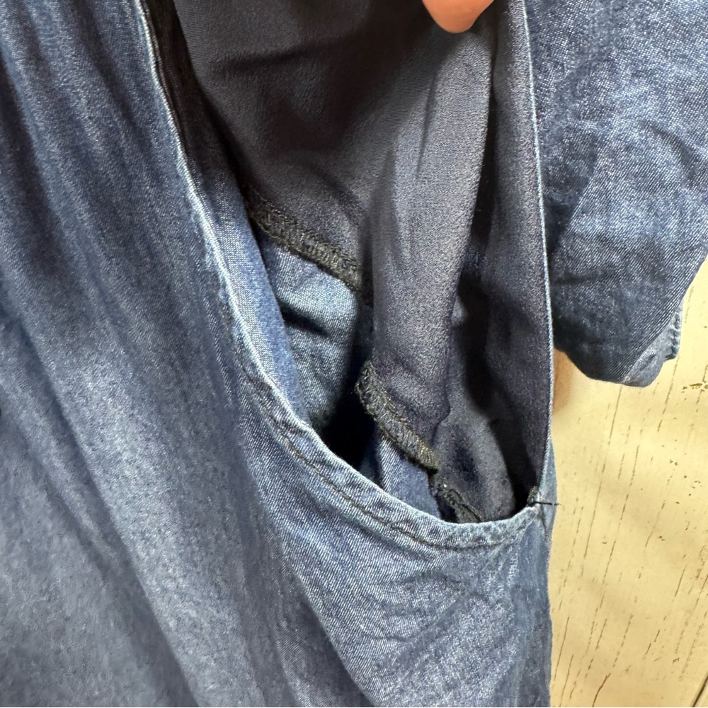 Lane Bryant Chambray Shirt Dress Size 18 Drawstring Waist Minimalist Preppy - Picture 8 of 14